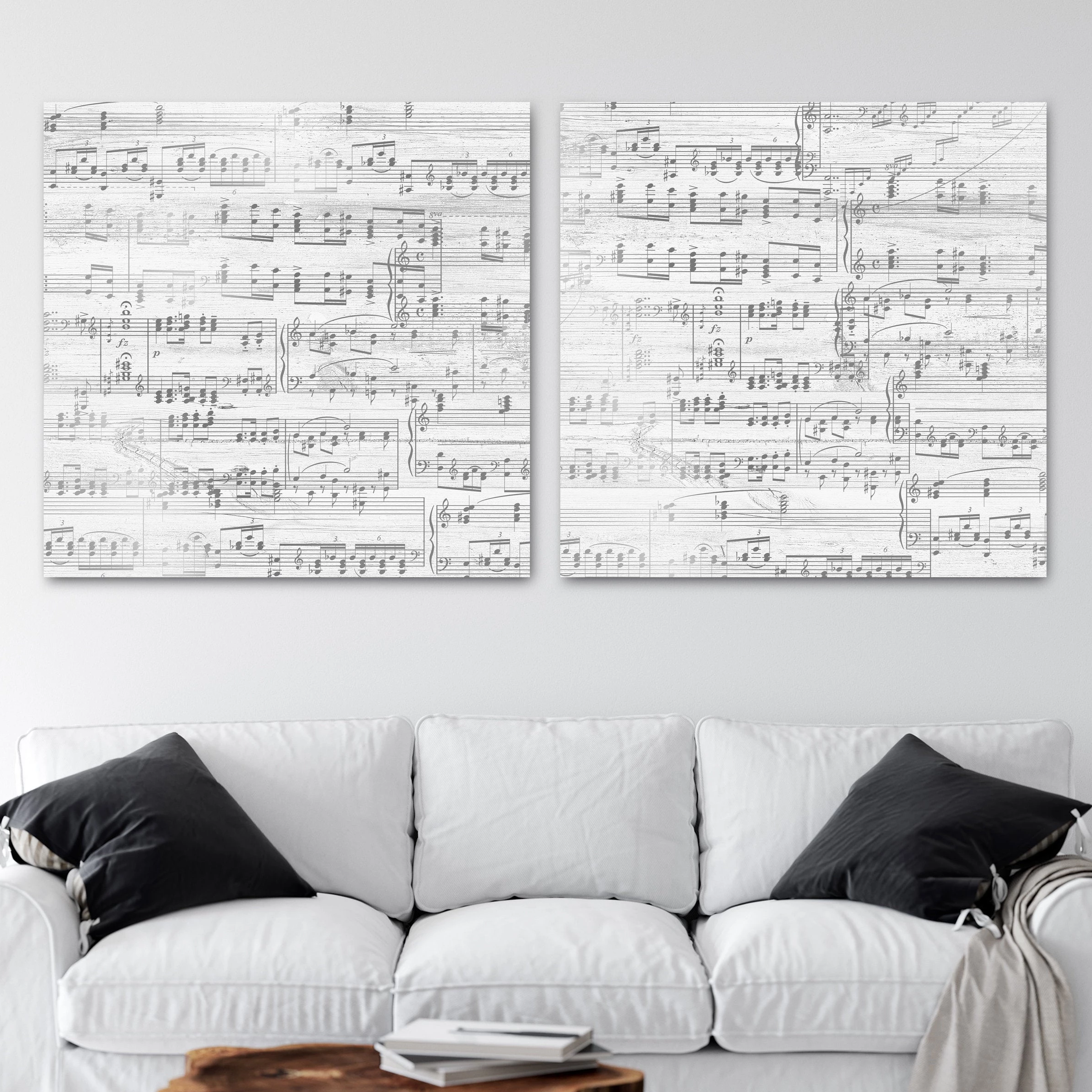 Split Sheet Music Art - Silver Tone